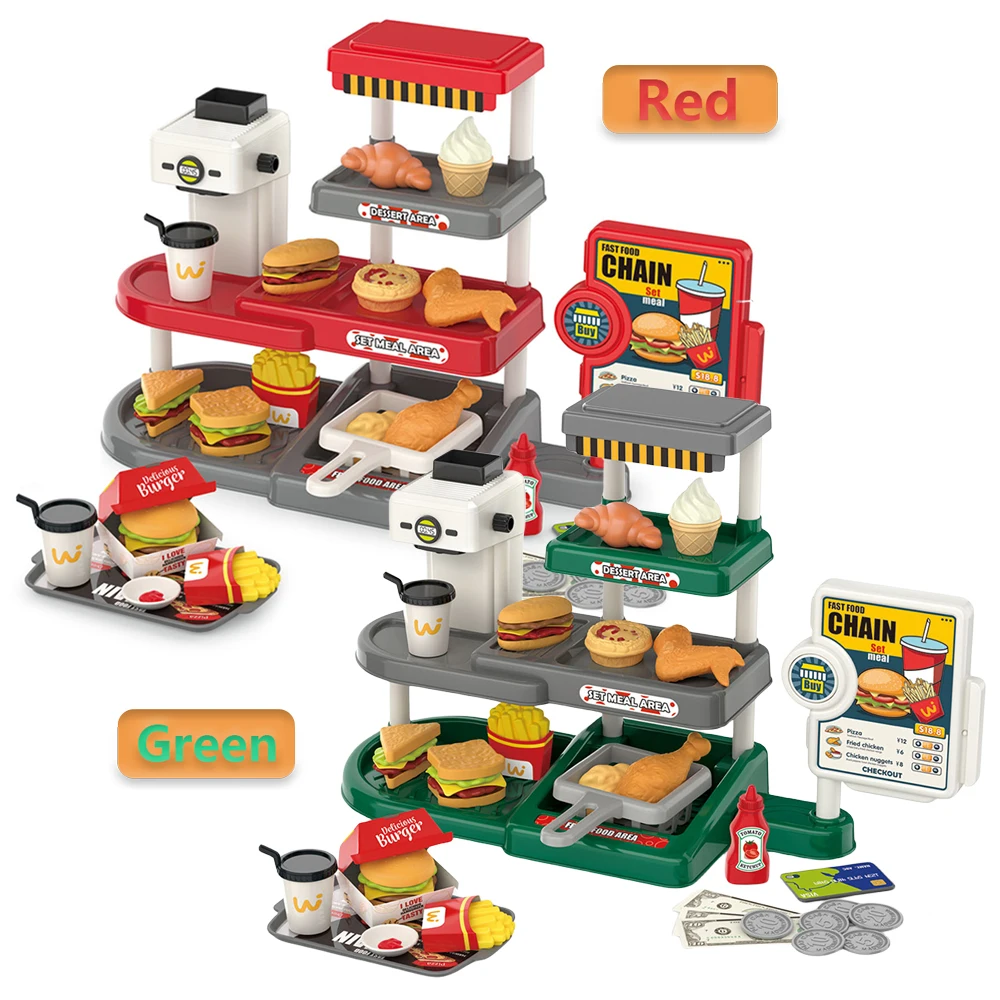 71pcs Pretend Play Fast Food Toys Play Set Simulation Mini Toy Kitchen Set For Kids