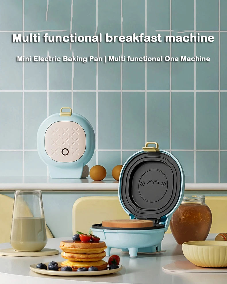 Description Picture 2 of itemDMWD Mini Electric Muffin Machine Double Sided Heating Waffles Maker Sandwich Omelette Breakfast Pancake Electric Baking Pan
