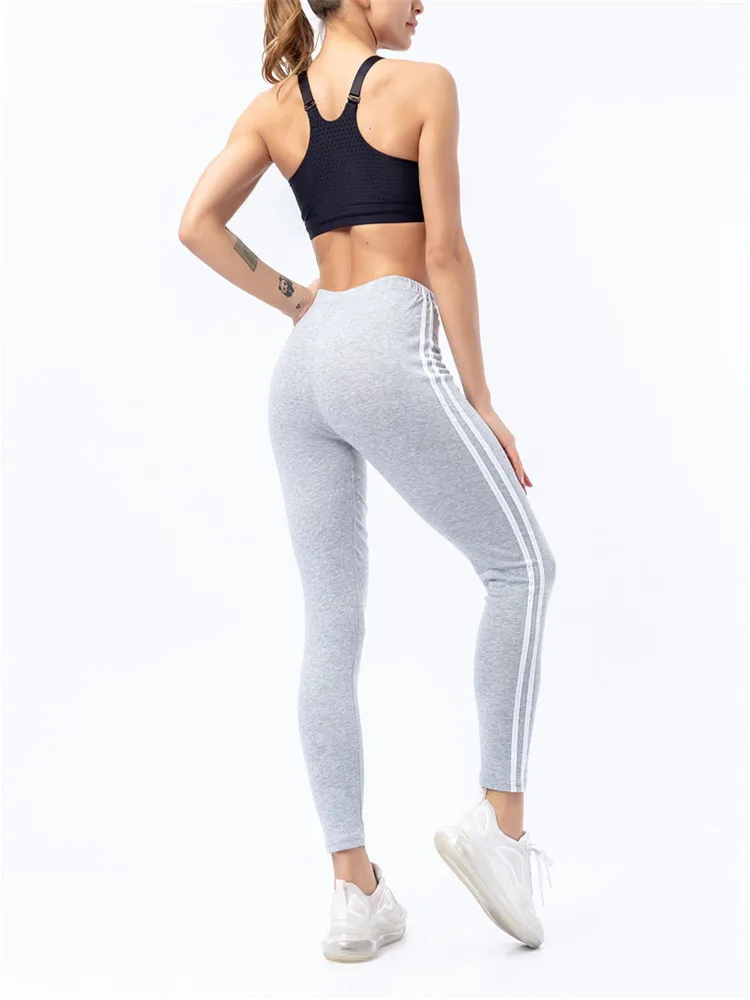 VISNXGI Women Legging Fitness High Waist Black White Stripes Pants Push Up Sports Sexy Slim Sportswear Elastic Trousers Print pink leggings