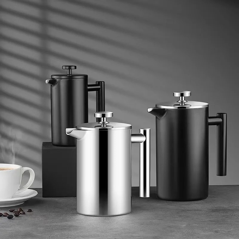 Meelio Caffettiera Francese In Acciaio Inox 350ml – A Doppia Parete, Isolata, Con 2 Filtri Extra E Cucchiaio