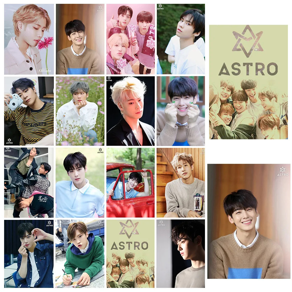 16 개/대 소년 아이돌 ASTRO 캐릭터 사진 카드 컬렉션 앨범 고품질 엽서 사진 카드 컬렉션 팬 선물