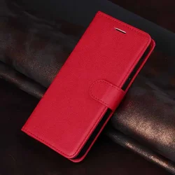 Leather Wallet Flip Case with Card Slot for Vivo V60e (Red)
