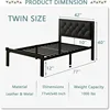 Twin Size Metal Bed Frame with Faux Leather Button Tufted Headboard, Heavy-Duty Platform Bed Frame with 12" Storage, Steel Slats 3
