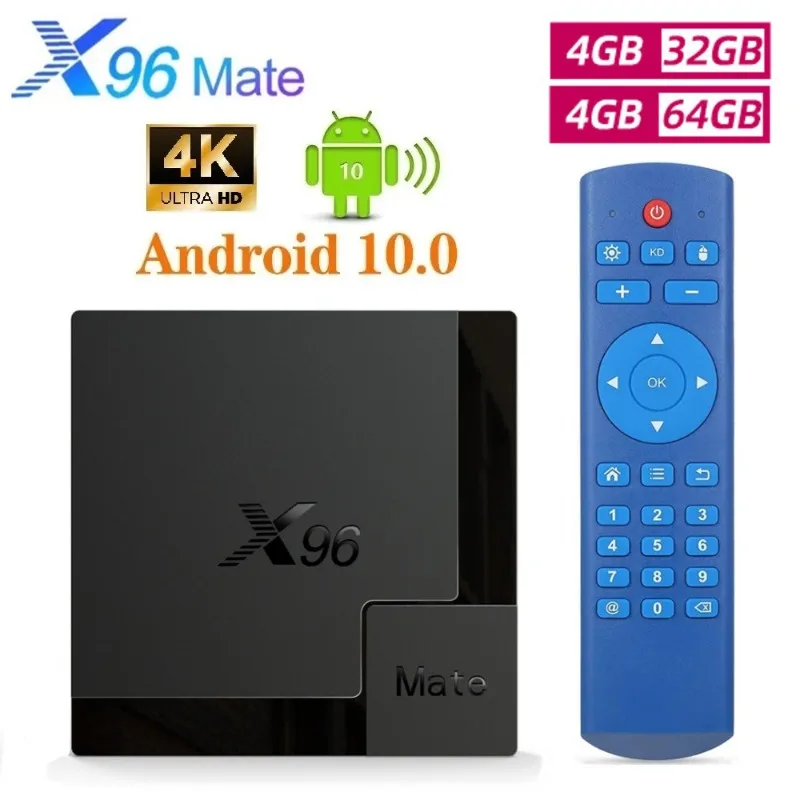 X96 Mate Smart TV BOX 2.4G/5G Dual Wifi Android 10.0 4G 32G 64G Quad Core Allwinner H616 Core 100M BT-Compatible HD Media Player