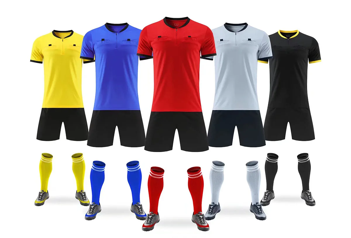 Football Uniform Sports Uniform Sets Football Judge Uniforms Referee Clothing Professional Competition Soccer Referee Jerseys Kit Zipper Pocket S-3XL