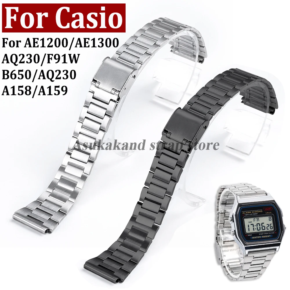 Sleek Stainless Steel 18mm Watch Band - Durable Metal Strap
