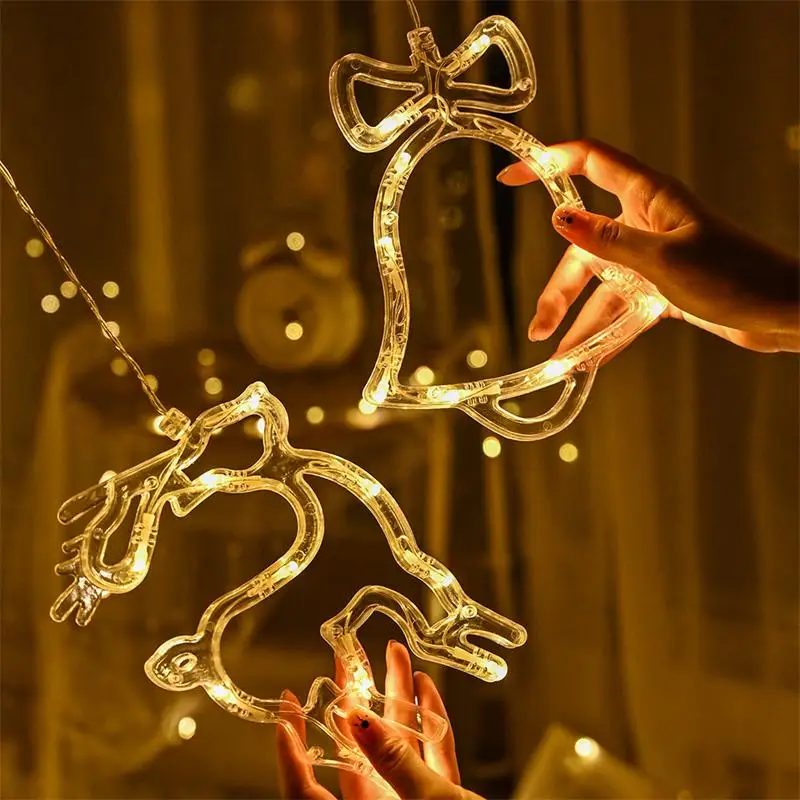 

Christmas tree deer bells string lights Garland String Fairy Lights Outdoor For Home Wedding Party New Year Decor