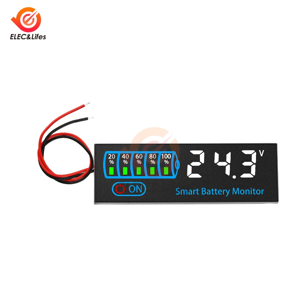 DC 7V-40V 3-14S LED Battery Capacity Indicator Power Display Panel Lithium Lead Acid Battery Capacity Voltage Meter Module 6