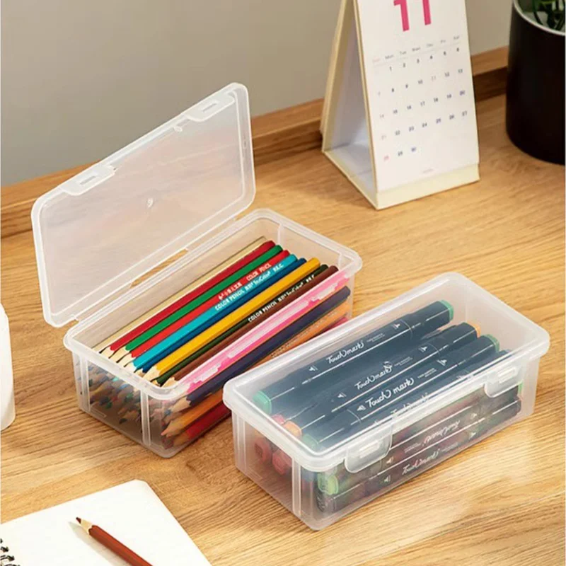 Pencil Case Plastic Transparent Pencil Case Large Capacity Stackable Design Sketch Art Student