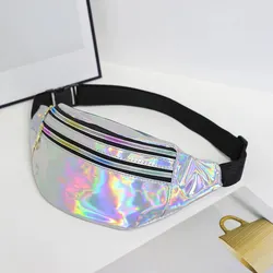 Holographic Glitter Designer Waist Bag (Silver)