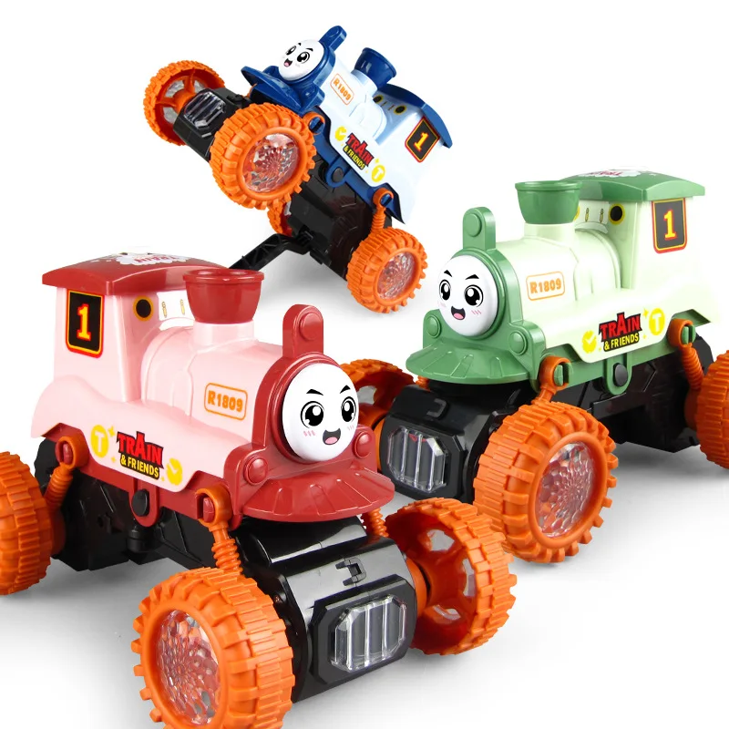 Spray Stunt Steam Train Toy Cartoon Trainhead Model Electric Sound and Light Car Interactive Toys for Kids Boy and Girl Gift