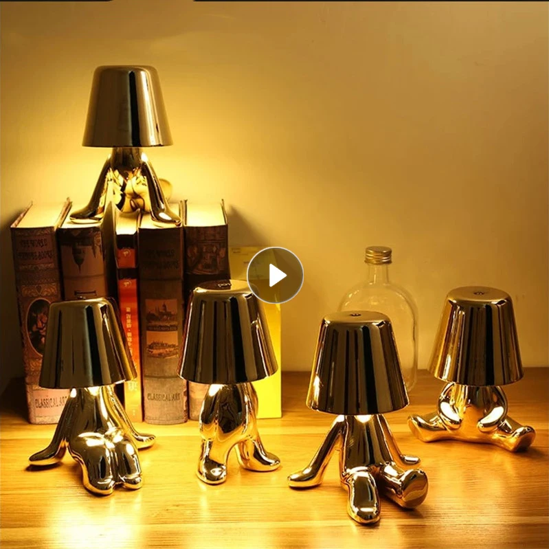 

Little Golden Man Table Lamp Living Room Bedroom Bedside Children's Room Night Lights Net Red Creative Desk Lamp Night Lights
