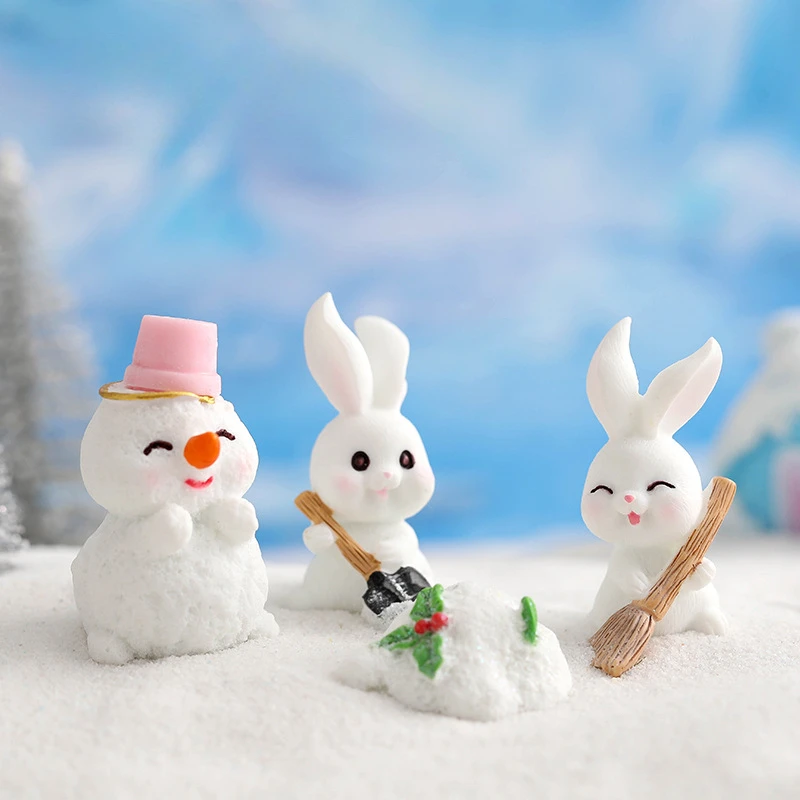 Miniatur-Kaninchen-Figuren Aus Harz, 4 Stück, Für Feengärten, Blumentöpfe & Deko