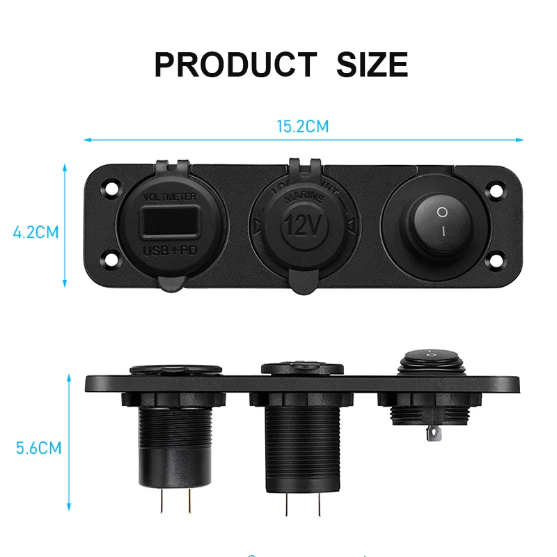    Ŀ  ġ PD  QC3.0 USB C ܼƮ, ڵ Ʈ  LED а , 12V ø