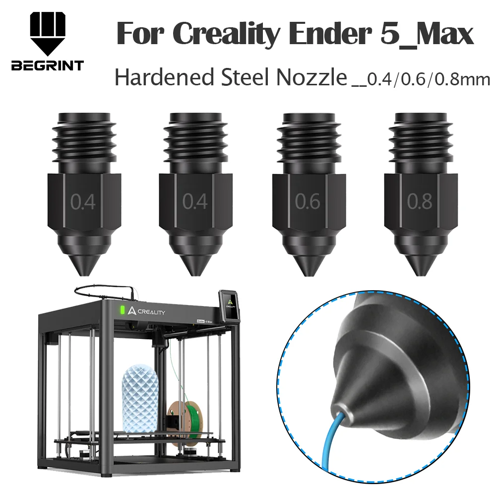 Austauschbare Düse für Creality Ender 5 Max, gehärtete Stahldüse, 0,4 mm Hotend-Düsen für Ender 5 Max HOT END 3D-Druckerteile