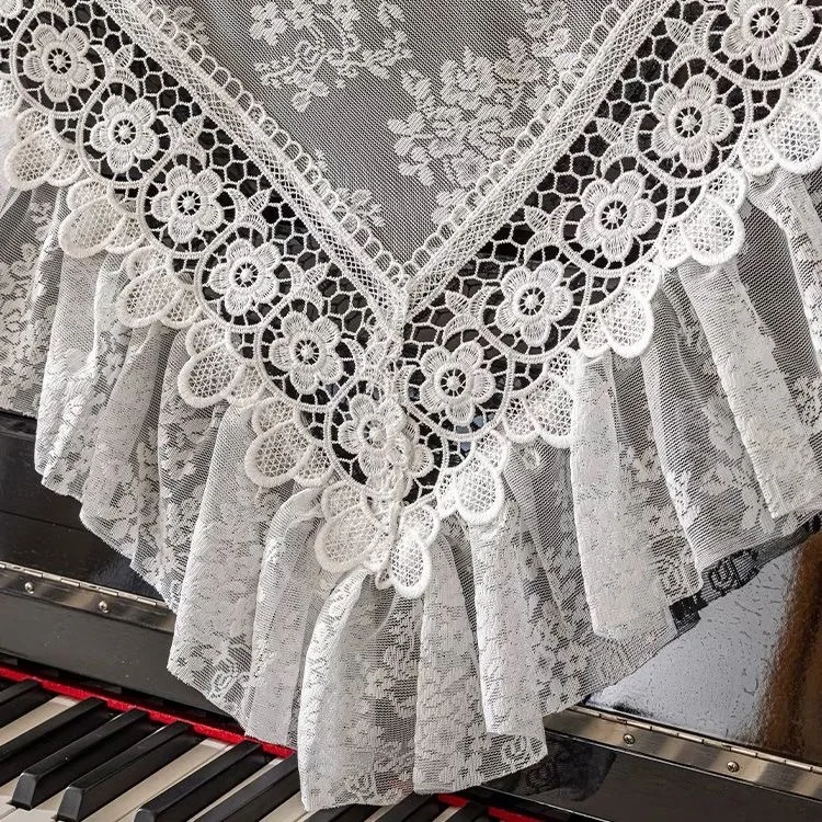 Retro white lace Piano Cover Dust-proof Cloth Cover frill piano half cover
