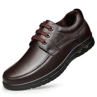 Hot Sale Men Genuine Leather Casual Shoes Soft Sole Lace-up Luxury Brand Middle-aged Old Man Dad Lightweight Loafers Shoes 1