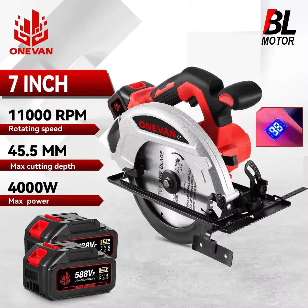 Electric Circular Saw ONEVAN Brushless 7Inch 185mm 11000 RPM Cordless Woodworking Cutting Tool For 21V 18V Battery electric saw,electric circular saw