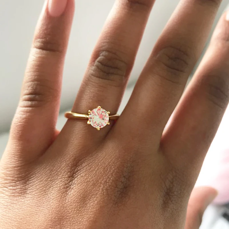 Engagement Rings For Women Bride Crystal Silver Gold Color Wedding Rings Accessories Jewelry