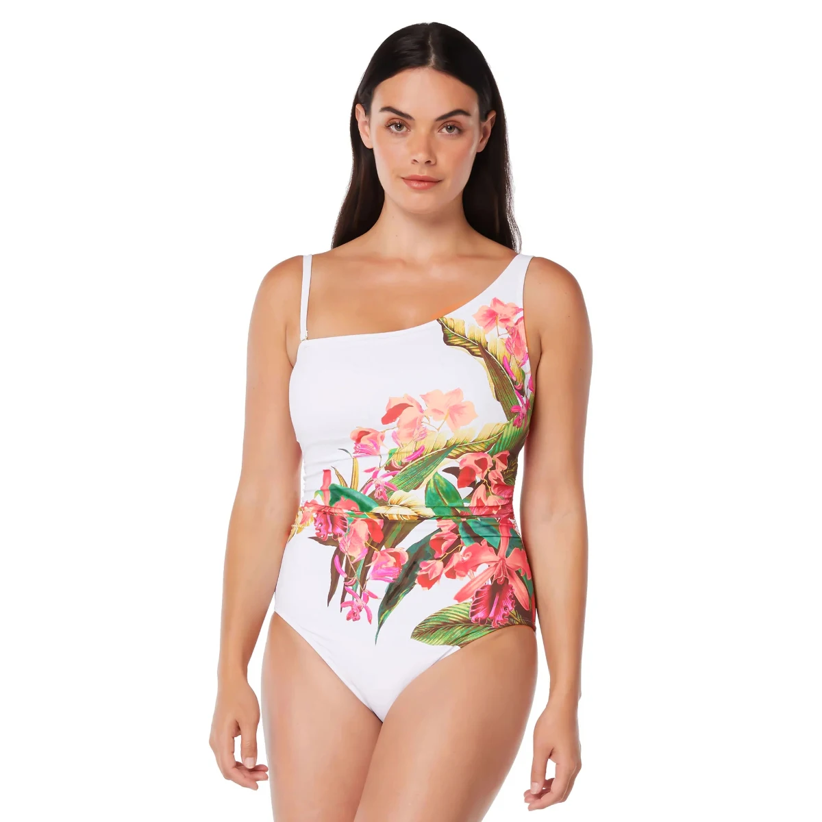 

SEAURAL 2024 Plus Size Elegance One Piece Swimwear Women Flower Print Swimsuit One Shoulder Bathing Suit Beachwear Monokini