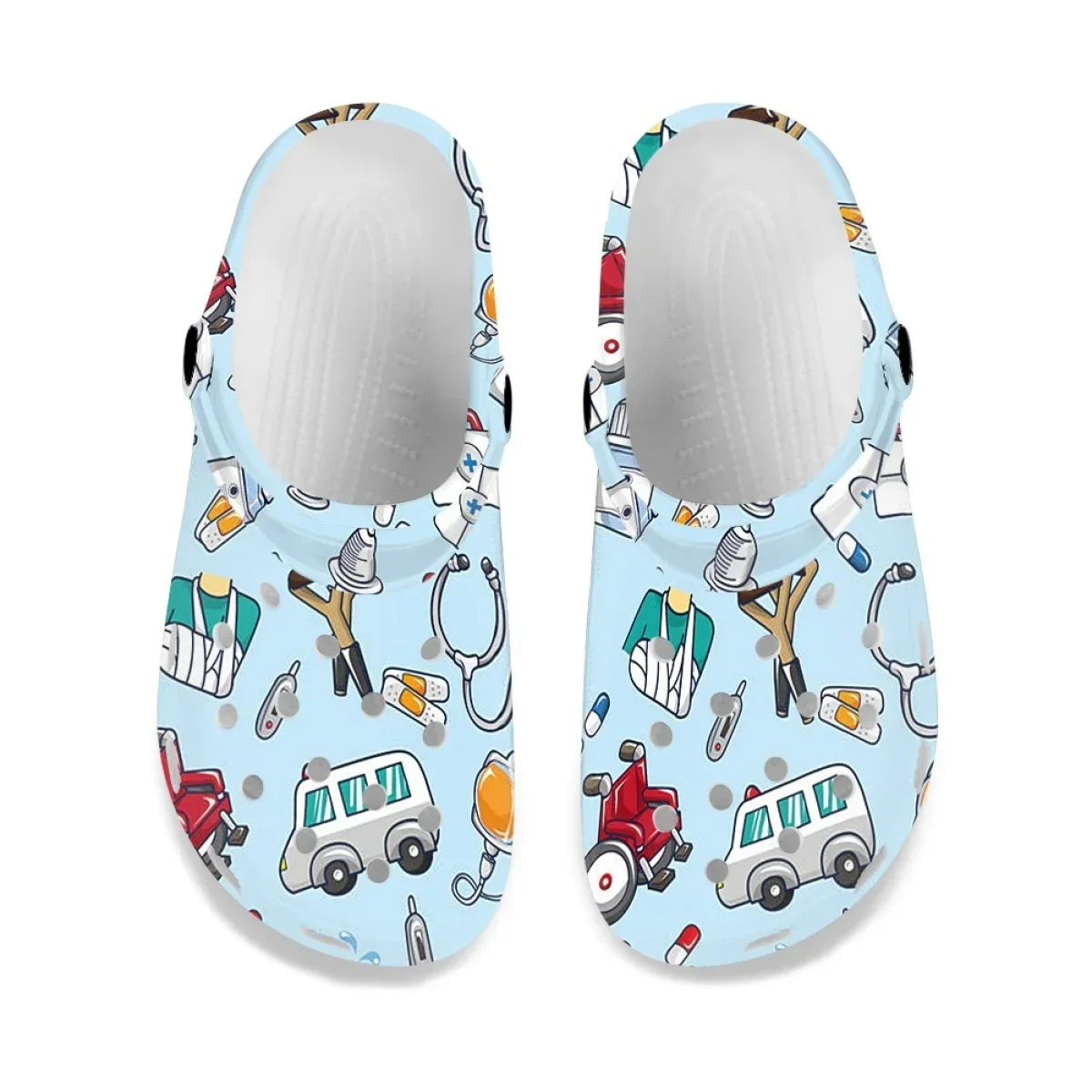 Summer Ladies Medical Car Printed Clogs Non-slip Casual Nursing Home Slippers Casual Lightweight Beach Flats Shoes Chaussure