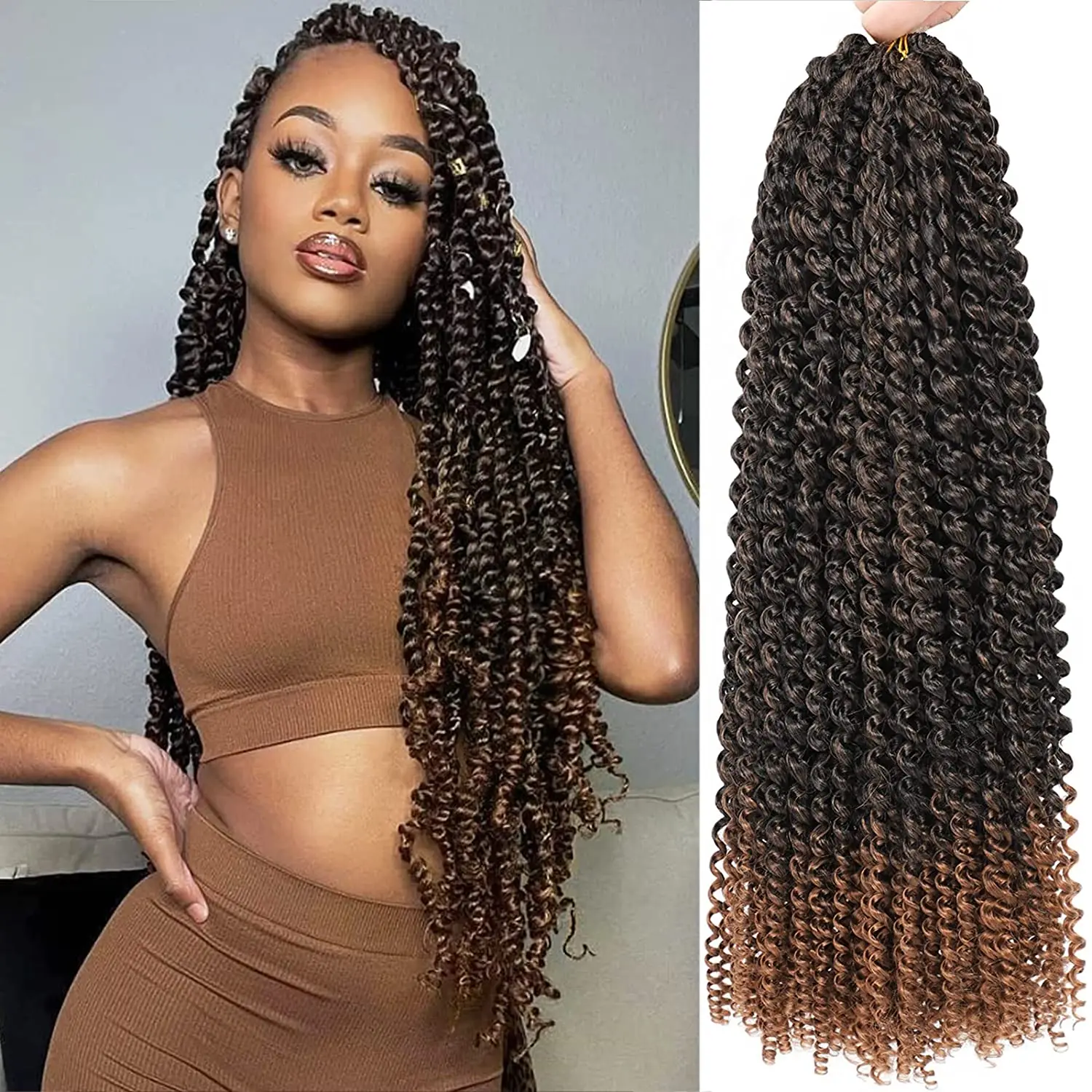 14 18 24 Inch Passion Twist Hair Water Wave Long Bohemian Spring Twist Hair Crochet Braids Synthetic Hair Extension