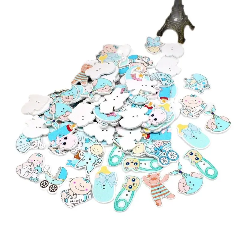 40 Pz Casuale Misto Baby Serie Bottoni Decorativi Adorabili Cartoni Animati Bottoni In Legno 2 Fori Bottoni In Legno Decorativo Guziki Ozdobne