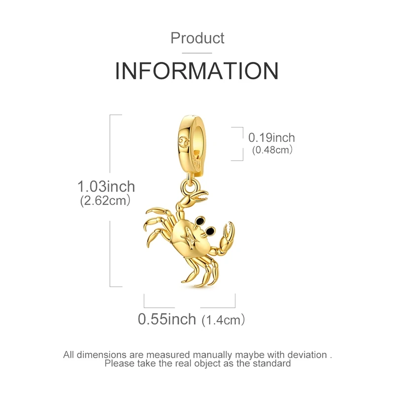 Goldene Anhänger aus 925er Sterlingsilber, Serie „Zodiac Guardian“, passend für Original-Armbänder, DIY-Schmuck, Geschenk für Frauen – Detail 18