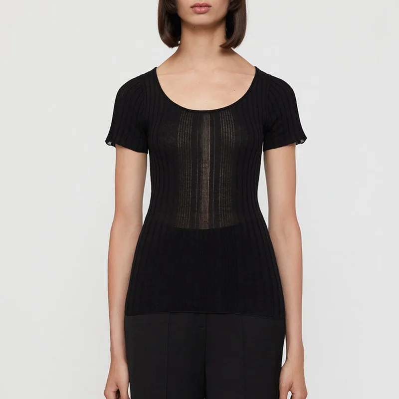 

2023 Spring Commuter Crew Neck Short Sleeve Pullover Sweater Top for Women