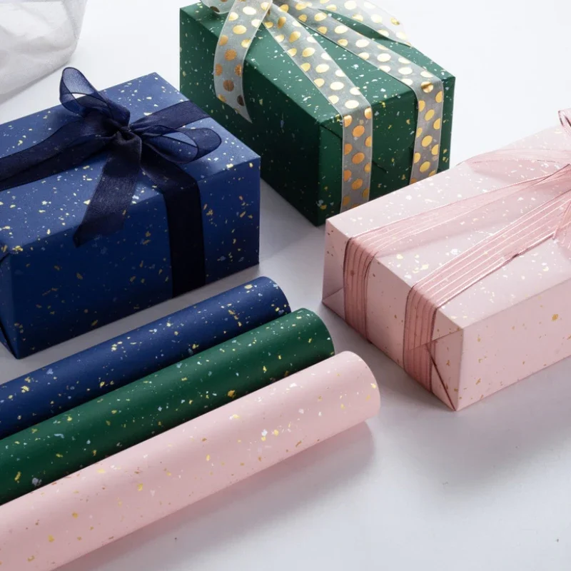 

Gold Stamping Gift Wrapping Paper Decorative Materials for Thickened Holiday Gift Boxes Large Size DIY Book Wrapping Papers