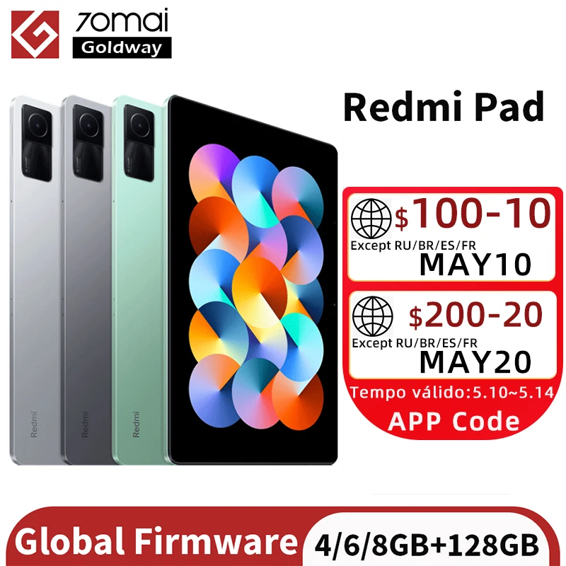  Original Xiaomi Redmi Pad 4GB/6GB 128GB ROM MediaTek Helio G99 10.6" 2K Screen 8000mAh 18W Fast Charging Global ROM Tablet MiPad 