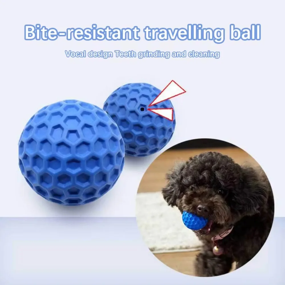 New Dog Toys Bite Resistant Interactive Throwing Sound Honeycomb Balls Natural Rubber Teething Clean Teeth Toys Pet Products 2