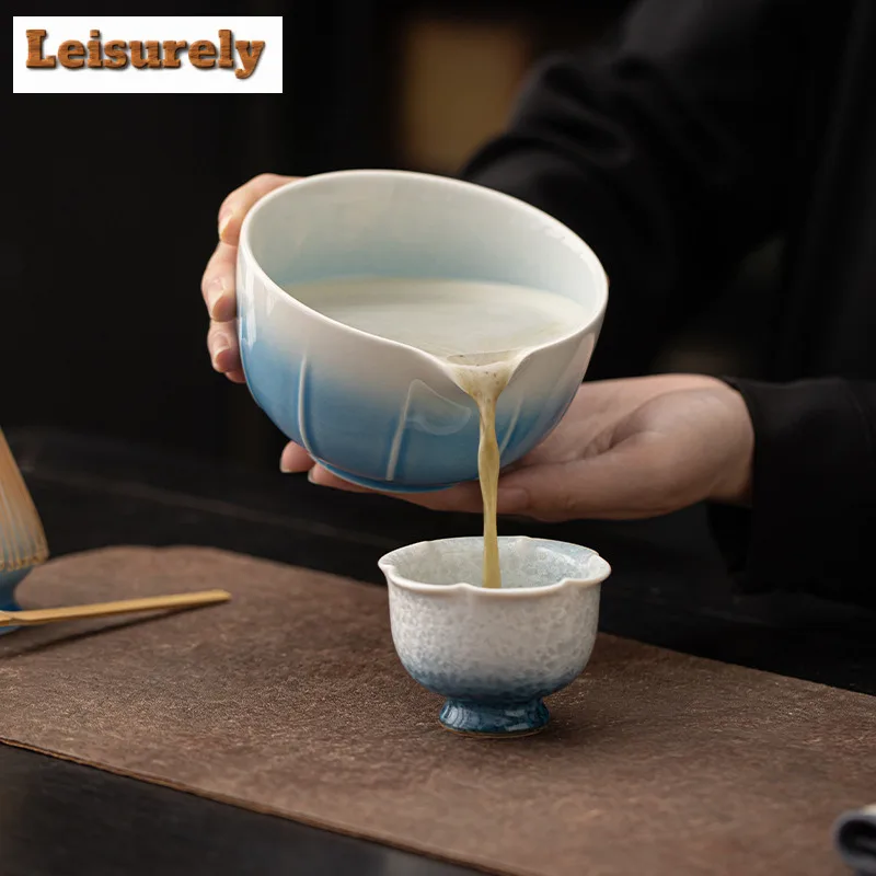 8PCS Creative Melon Ribbed Matcha Tea Set Japanese Ceremonial Gradient Color Ceramic Bowl Powder Whisk Gift Set Box Starter Kit