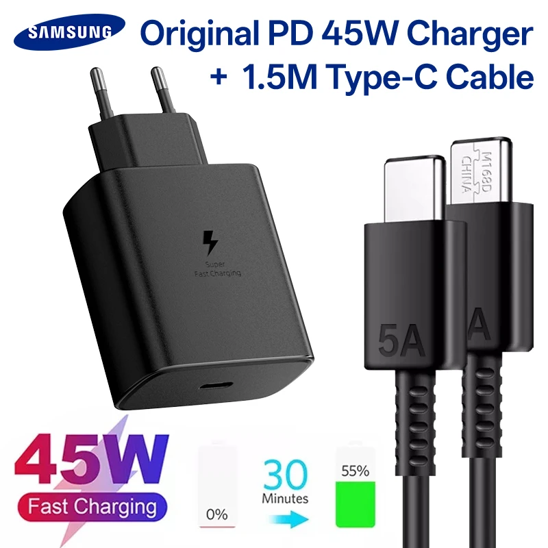 純正SAMSUNG充電器 45Wアダプター PD USB Type-C 超急速充電2.0
