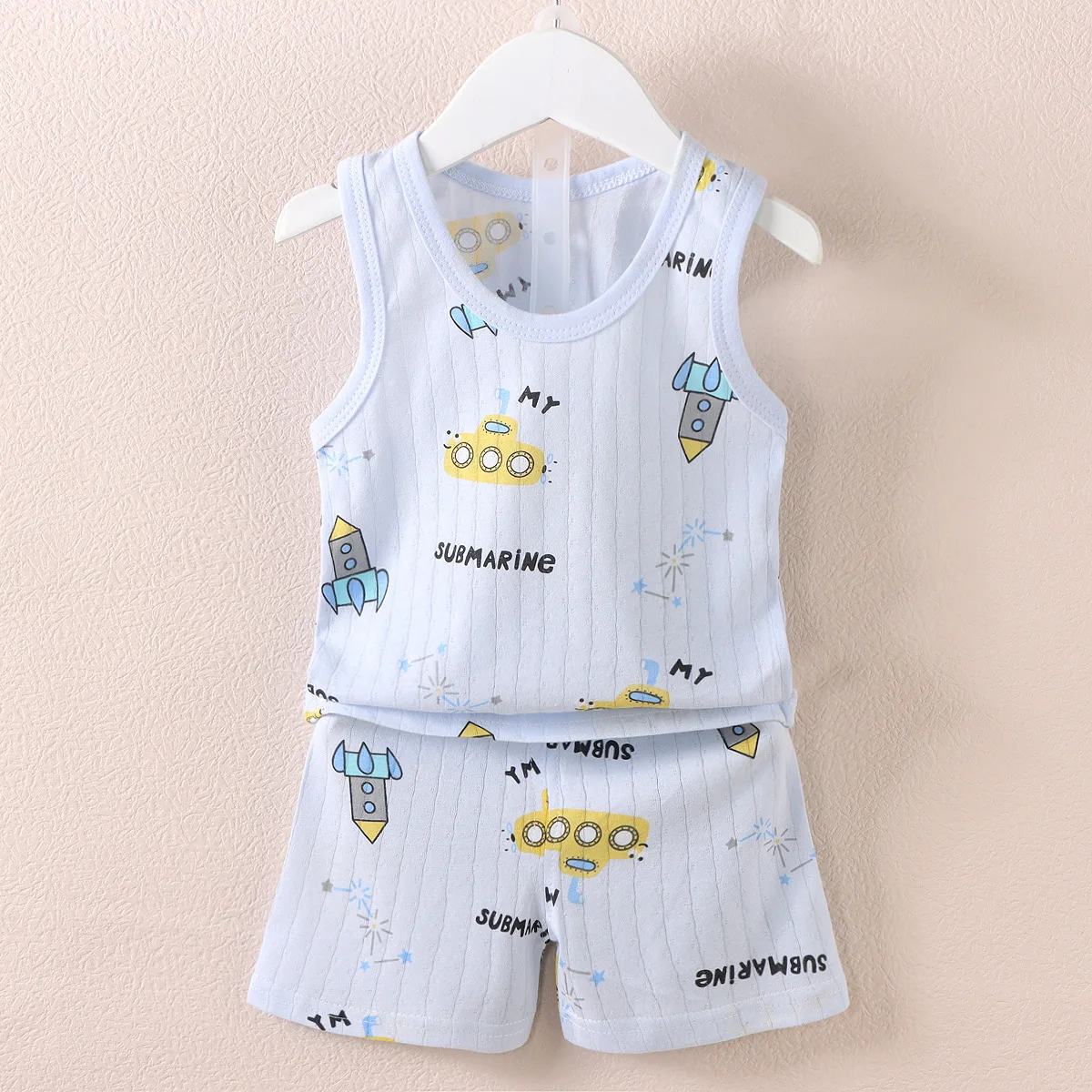 Mother Kids Clothes Baby Cotton Print  Children's Clothing T-shirt Vest Tops Shorts Sets Boys Girls Cute Breathable Summer 2