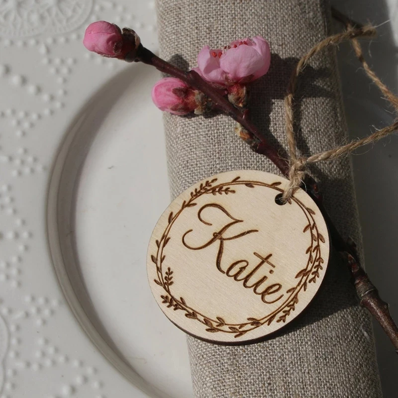 Personalized Wedding Wooden Wood Name Tags Wedding Decoration Dining Table Arrangement Plan Unique Party Gift Tab