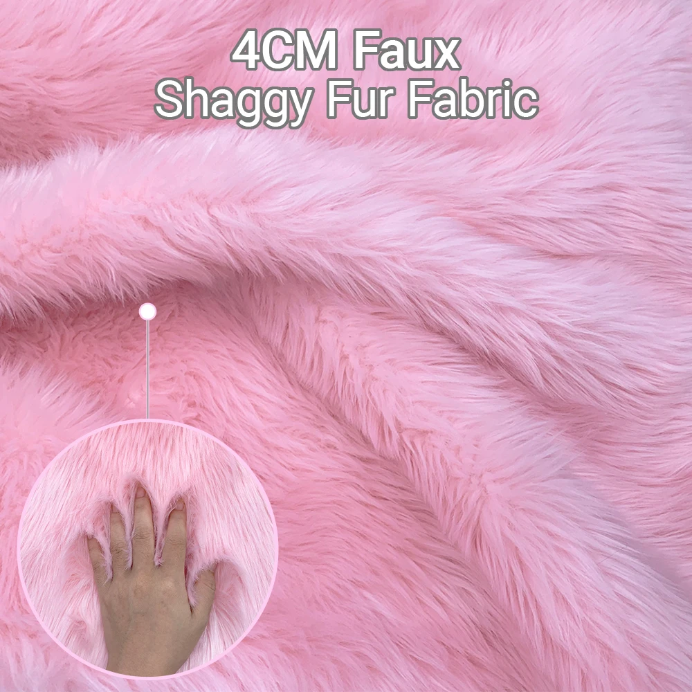 Luxurious Plush Shaggy Fur Fabric - 100% Polyester, Soft and Smooth