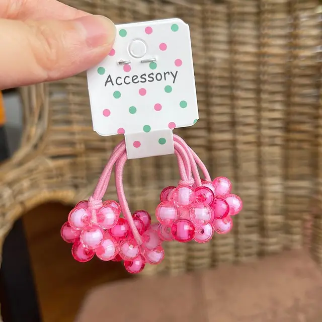 2 Palline Elastiche Metallizzate Per Capelli - Scrunchie Con Perle Per Coda
