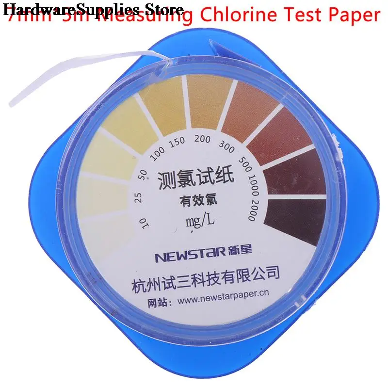 Water Tester Strips 1Roll Chlorine Test Range 10-2000mg/lppm Color Chart Cleaning Measuring