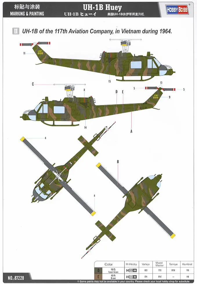 1/18 HU-1C HUEY helicopter Huey Helicopter Models In Military