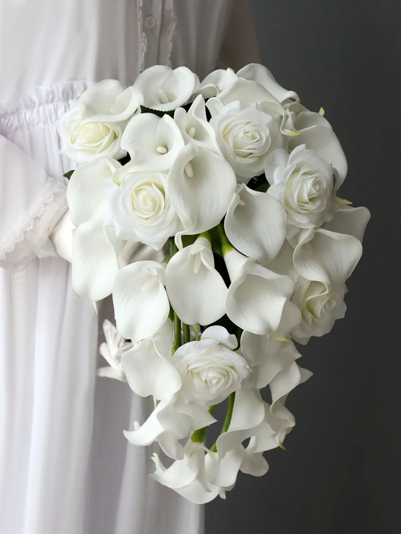 Cascading Wedding Bouquet for Bride Exquisite waterfall High-end Calla Lily fake Hand-held Flowers Bride Ramos de Novia