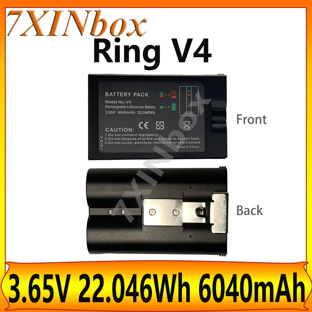 7XINbox V4 5AT3S3 5F53E9 3.65V 6040mAh 22.046Wh Batteria per Ring Video Doorbell 2/3/4 Rilascio rapido