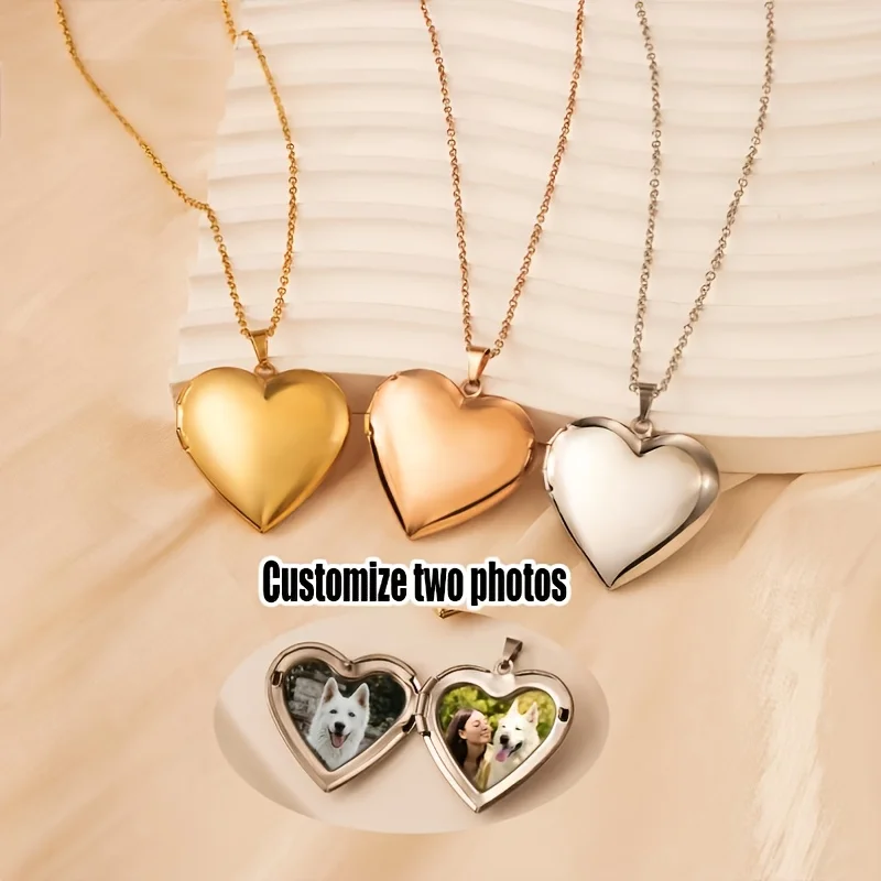 Collier pendentif cœur personnalisé avec photo 1/2 taille réelle, collier tendance pour femme, cadeau souvenir d'anniversaire personnalisé 5