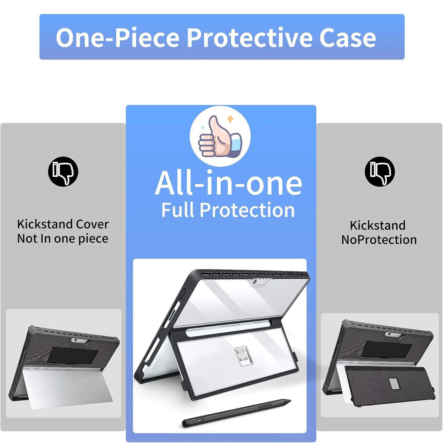 Case for Microsoft Surface Pro 11 / Pro 10 /for Surface 9 / 8 13-Inch, All-in-one Rugged Case For Type Cover Keyboard