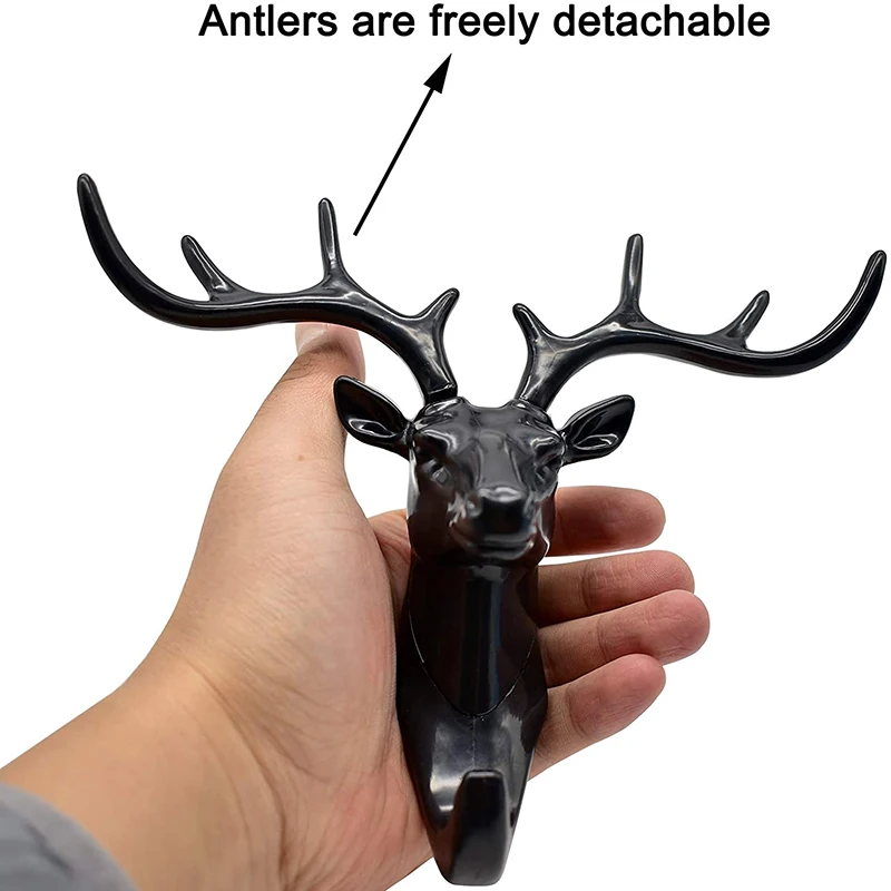 1p Antlers 자체 접착 후크 키 보관 홀더 벽에 걸어 놓은 후크 행거 가방 코트 랙 홈 벽걸이 장식 사슴