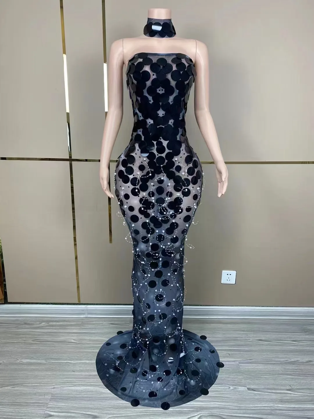 

Женское сексуальное блестящее платье с красными блестками без бретелек, платье с открытой спиной, длинное платье для клуба, для диджея, женский костюм для певицы, для выступления в баре