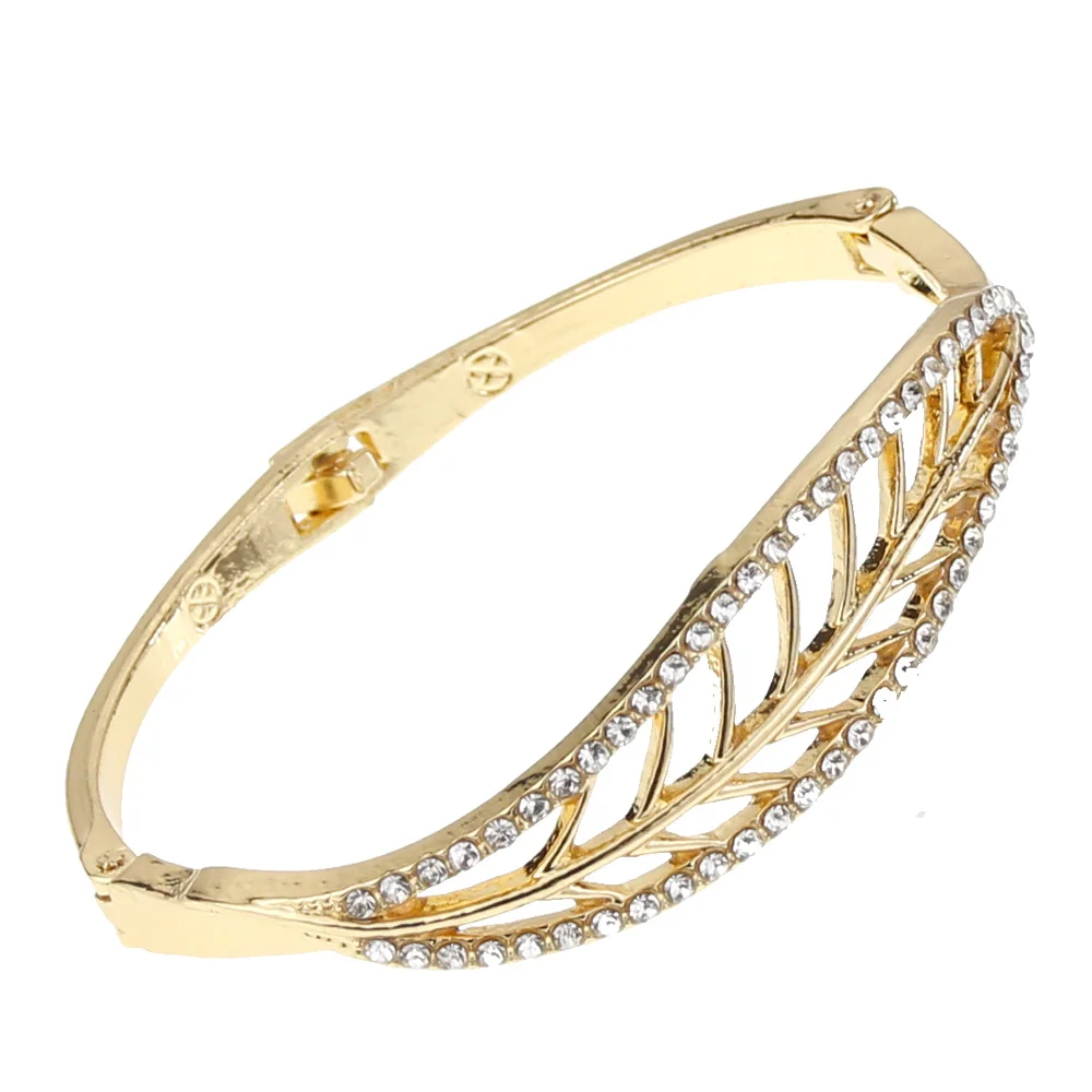 Sunspicems Algeria Morocco Golden Bangle Leaf Style For Women Thin