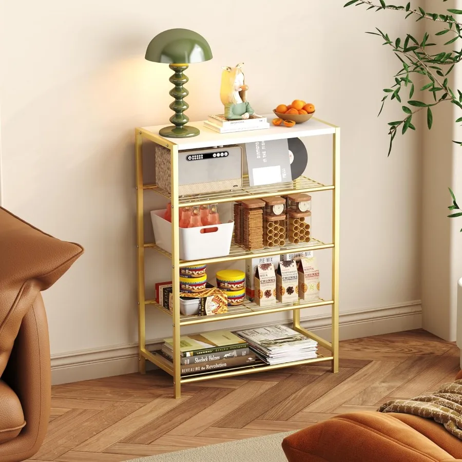 5Tier Shoe Rack Shoe Storage Shelf Industrial Shoe Tower Narrow Shoe Organizer for Closet Entryway Small Shoe Rack Table with D