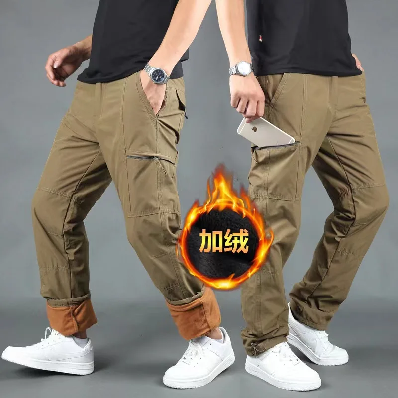 Pantalones tácticos de carga para hombre, pantalones cálidos de forro polar, impermeables, cortavientos, para correr y deportes múltiples