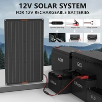 MHPOWOS – chargeur et mainteneur de batterie solaire étanche 30W 12V, Kits de charge de maintien de panneau solaire 12 volts pour voiture, bateau, Marine, RV 2